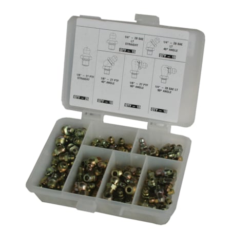 American Forge & Foundry Grease Fitting Kit, SAE, 80 Individual Fittings and Plastic Case 8103
